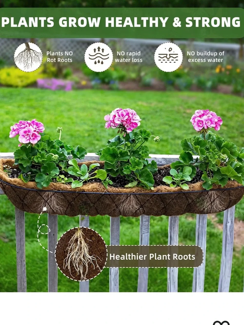 36'' Trough Coco Liners 3 Pack, Natural Coconut Coir Fiber 047